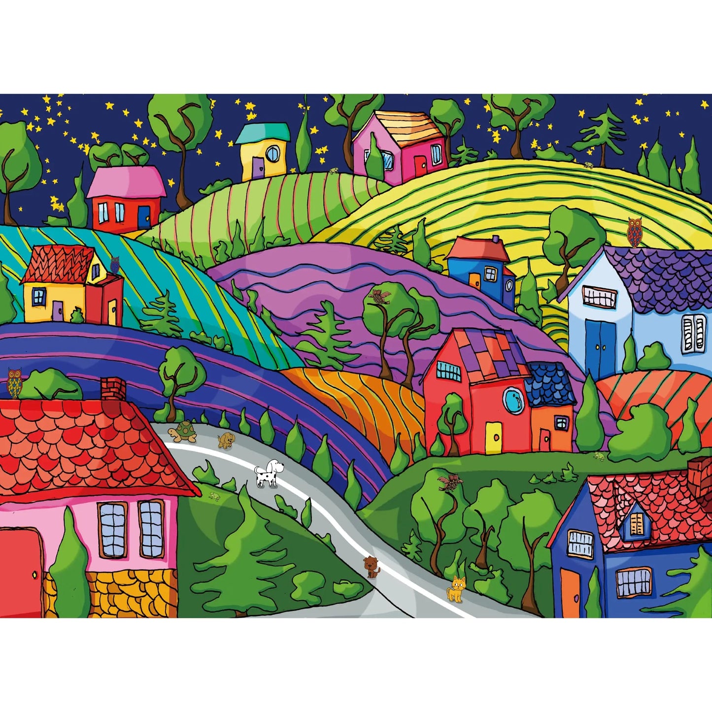 Lavievert Village Under the Stars Jigsaw Puzzle 500 Piece Puzzle - Kia Day Design