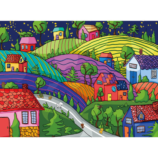 Lavievert Village Under the Stars Jigsaw Puzzle 500 Piece Puzzle - Kia Day Design