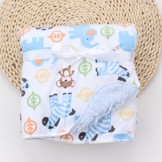 Cartoon Printed Baby Blanket - Blue monkey 76x102CM - baby blanket