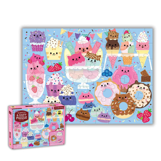 Mudpuppy Cat Cafe 60 Piece Scratch & Sniff Puzzle - - puzzle