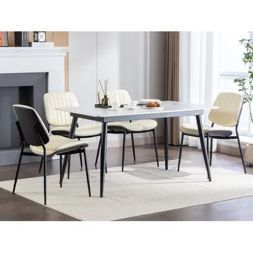 Dining Chairs Set Of 2 Mid Century Modern Retro Faux Leather Chair With Walnut Bentwood Back Upholstered Seat Metal Legs Adjustable Foot For Kitchen Dining Room Chairs - Kia Day Design