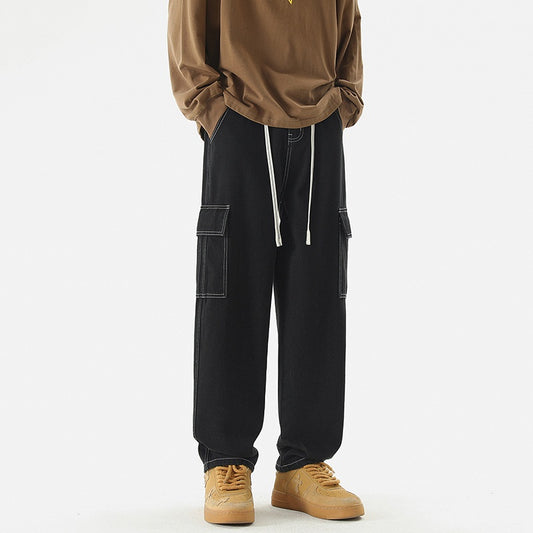 Trendy Japanese Loose Fit Jeans - Black - jeans