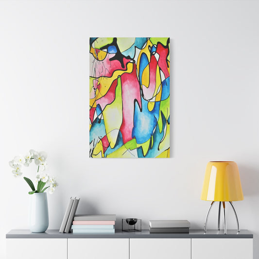 Blue Flame Satin Canvas Stretched