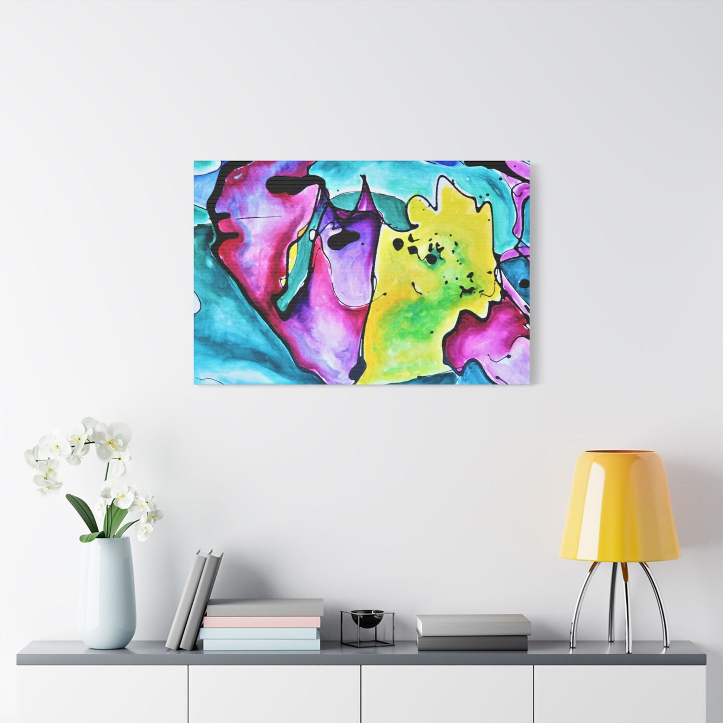 Cat Dog Satin Canvas Stretched