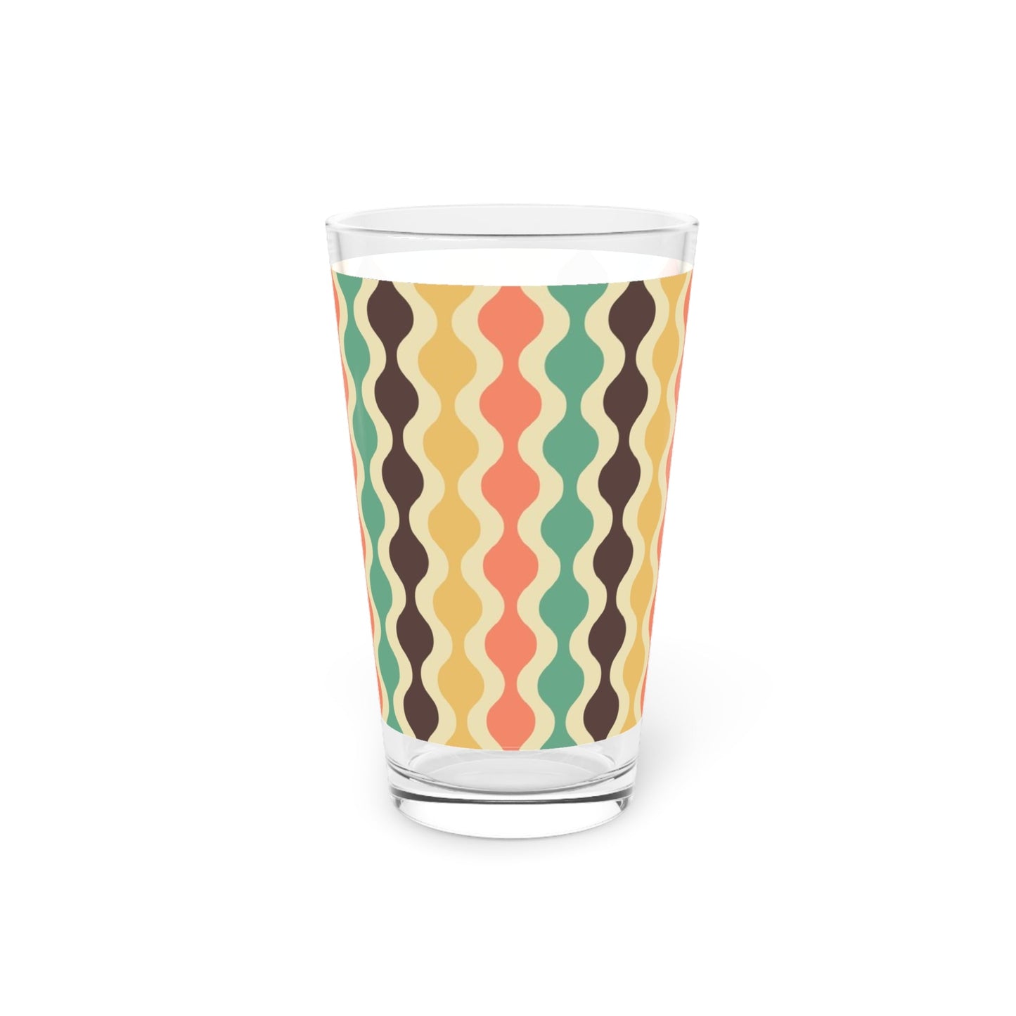Retro Wavy Pattern Pint Glass - 16oz - Kia Day Design