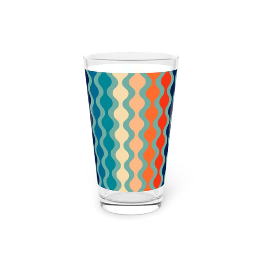 Retro Wave Pattern Pint Glass - 16oz - - drinkware