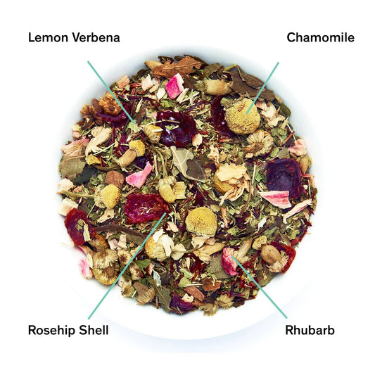 Days of Heaven - Rhubarb Verbena Chamomile Tea Caffeine Free - - Beverages > Teas > Herbal Teas