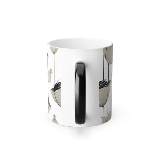 Color Morphing Floral Mug - 11oz Heat Sensitive Drinkware - Kia Day Design