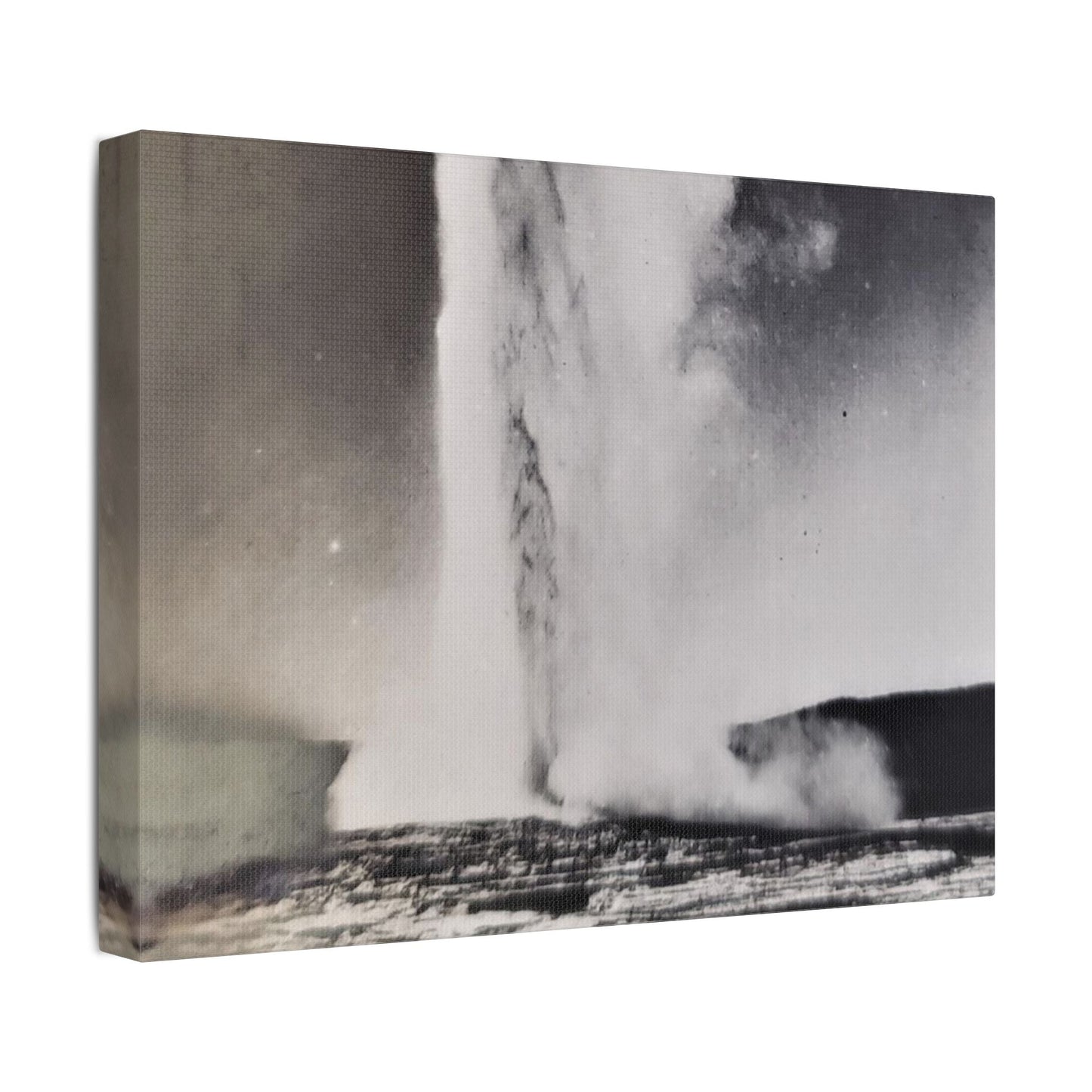 Old Faithful Geyser Yellowstone Satin Canvas Stretched