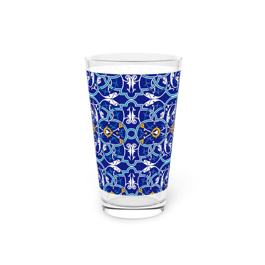 Blue Pattern 16oz Pint Glass - Kia Day Design
