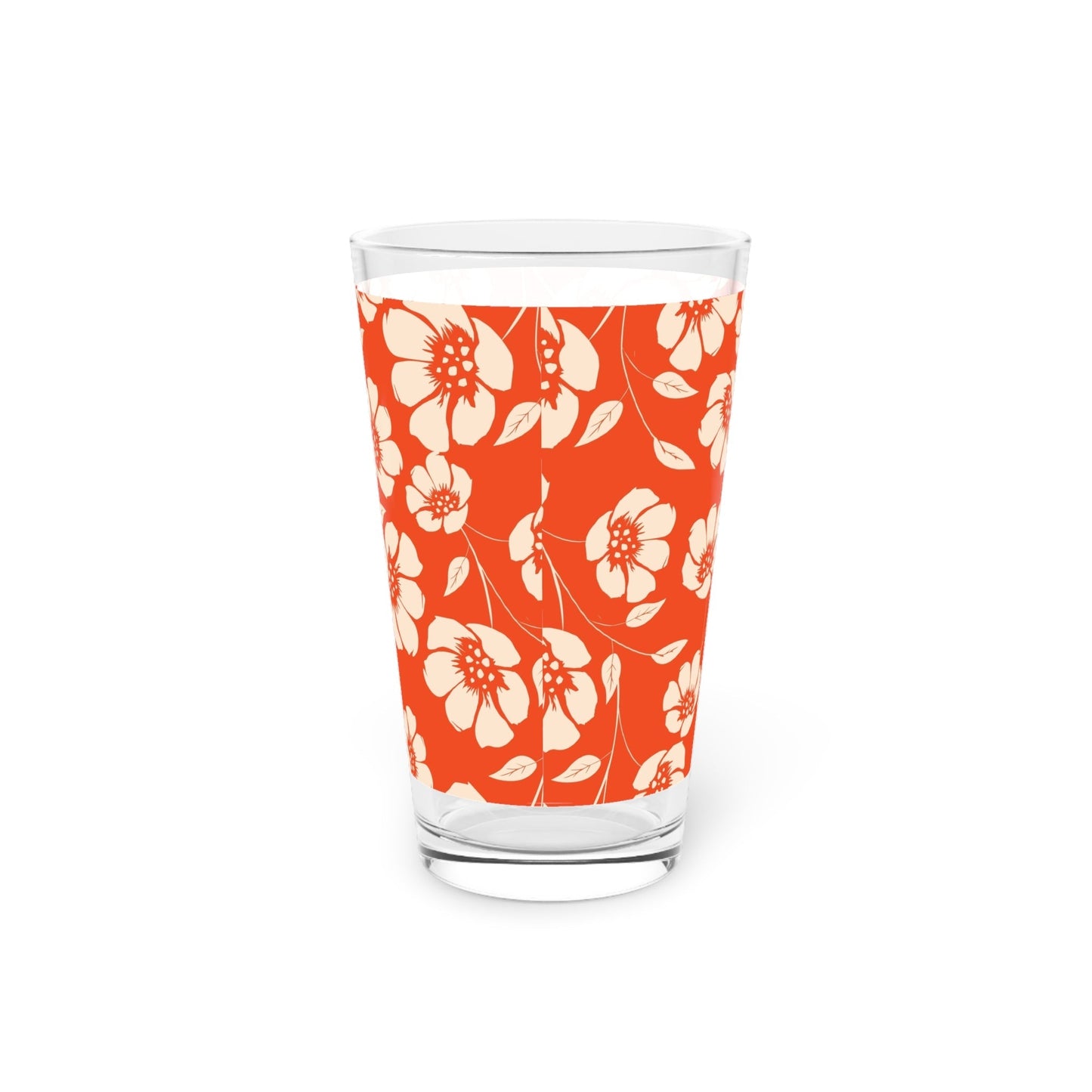 Poppy Floral Print Pint Glass - 16oz - Kia Day Design
