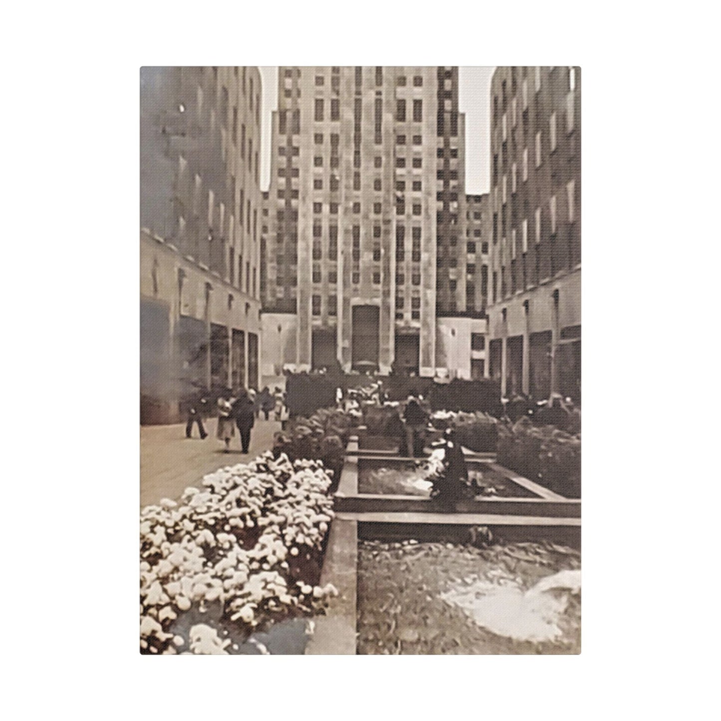 Rockefeller Plaza Satin Canvas Stretched 12″ x 16″ (Vertical) 1.5"