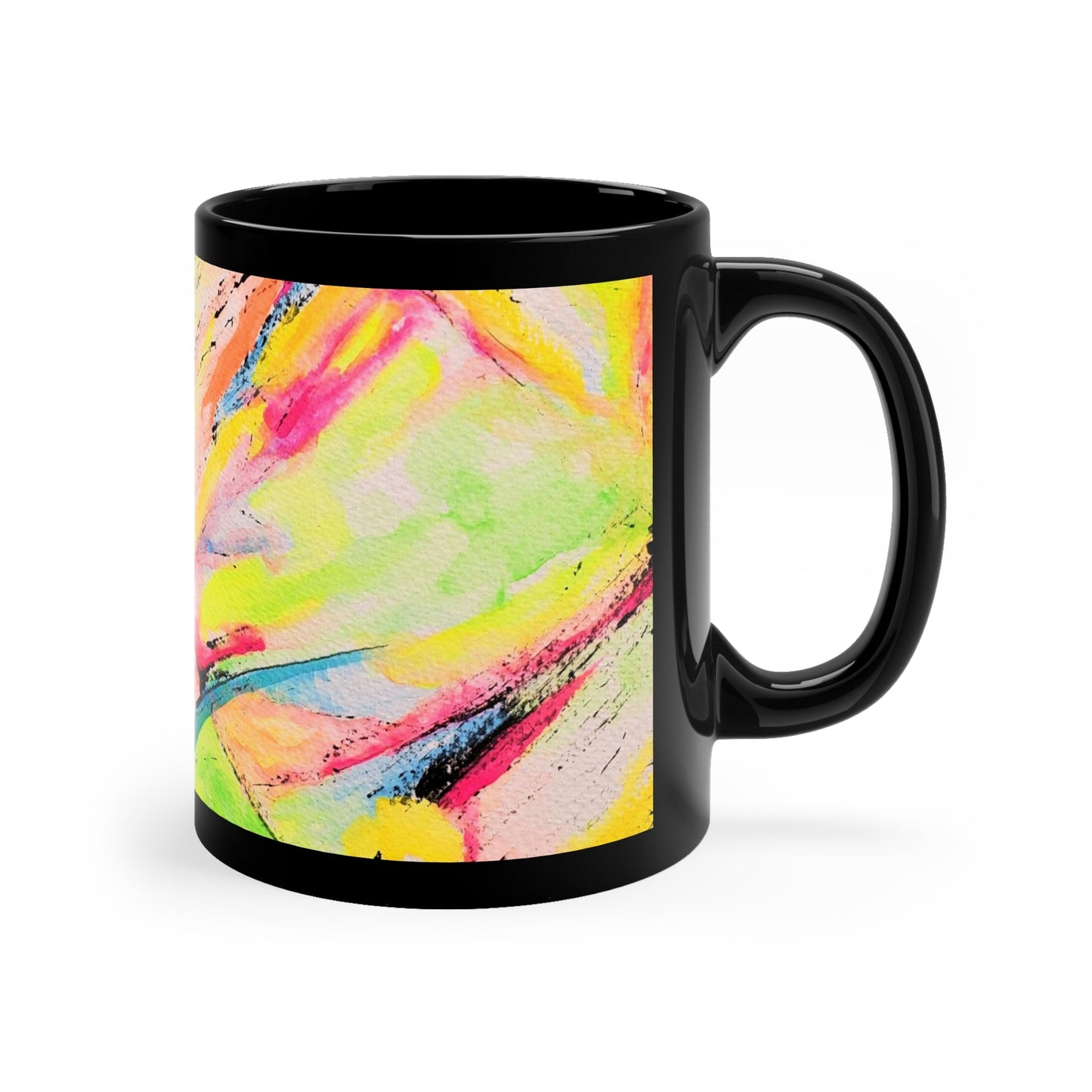 Neon Fire Black Coffee Mug 11oz - Kia Day Design