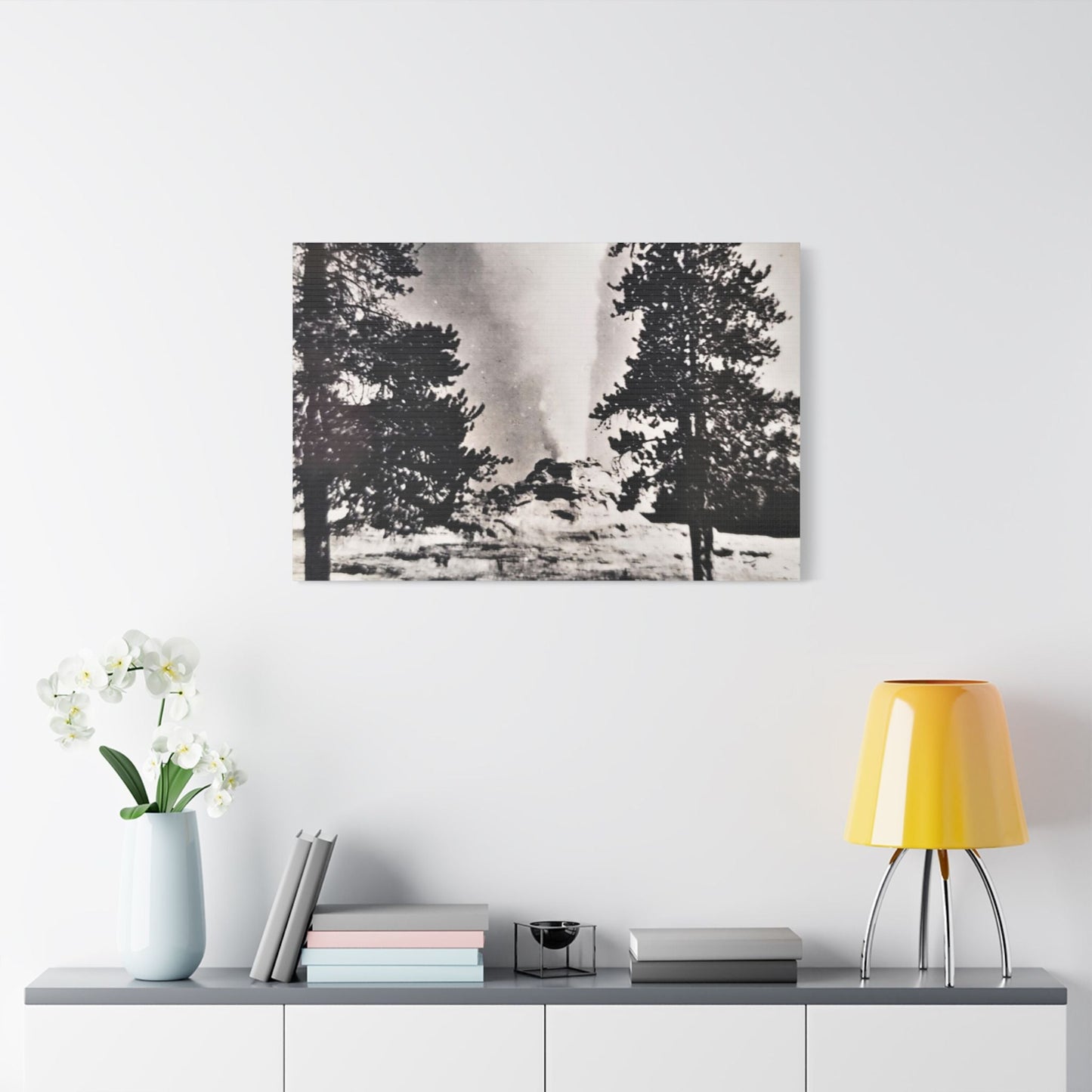 Castle Geyser Yellowstone Satin Canvas Stretched 36″ x 24″ (Horizontal) 1.5"