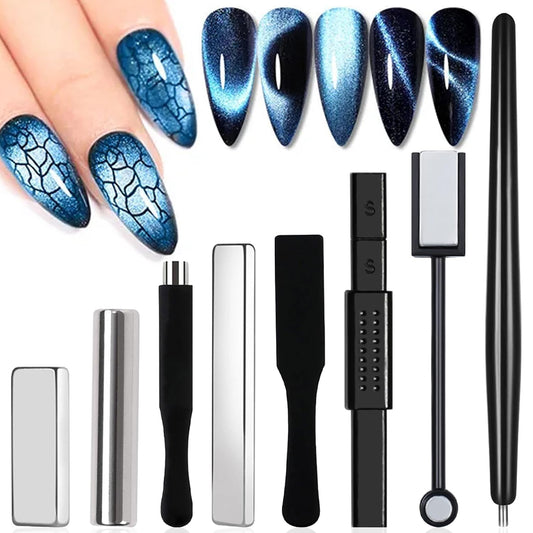 DANNEASY 8pcs Cat Eye Magnet Wands - - polish magnet