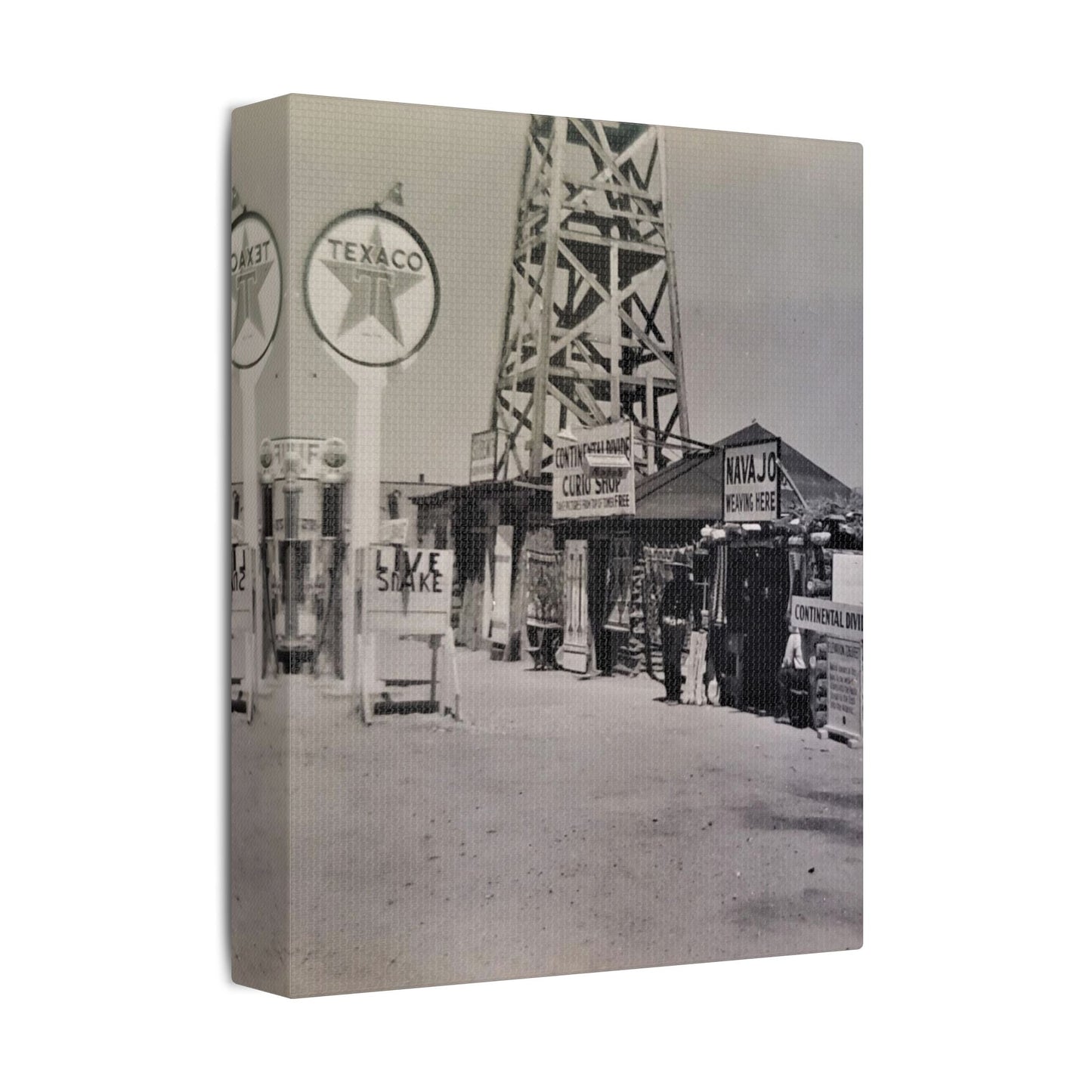 Texaco Station Continental Divide Satin Canvas Stretched