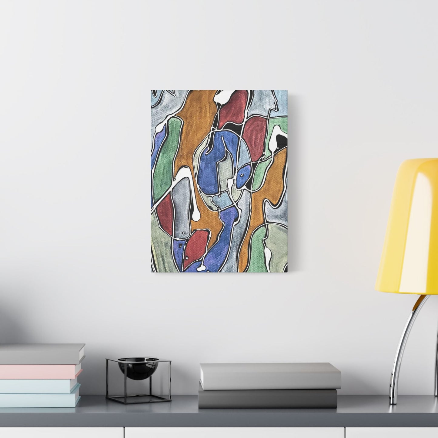 Blue Girl Satin Canvas Stretched