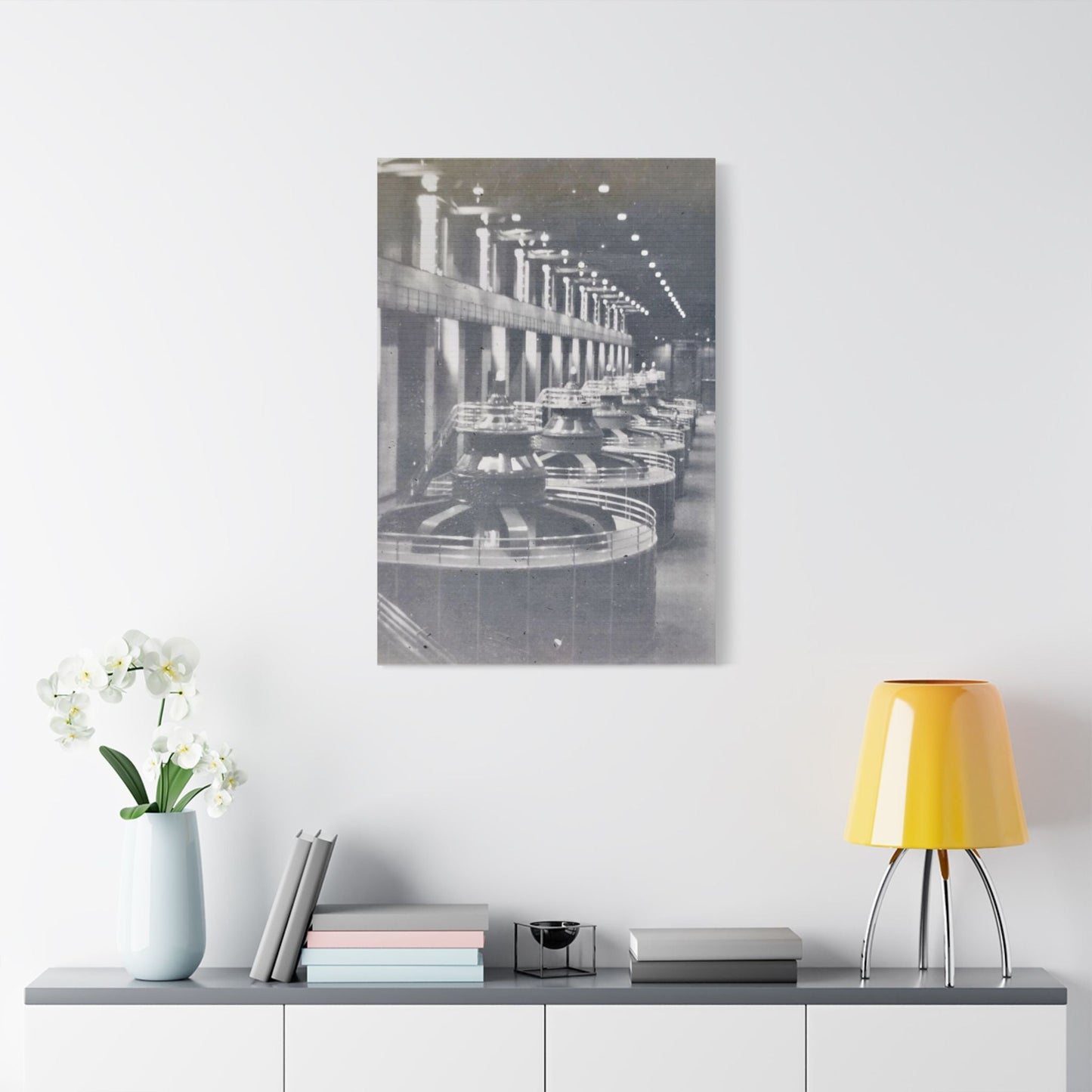 Boulder Dam Powerhouse Satin Canvas Stretched 24″ x 36″ (Vertical) 1.5"