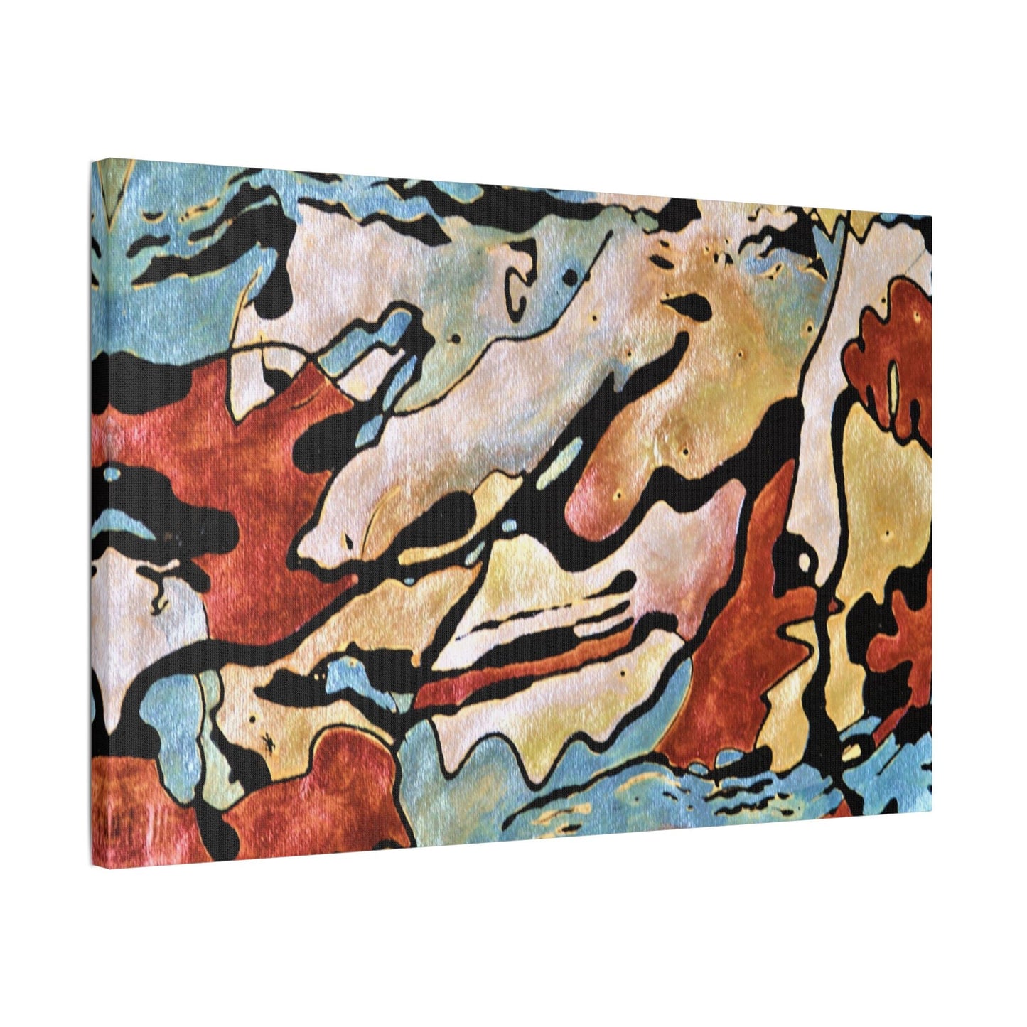 Blue Falls Satin Canvas Stretched