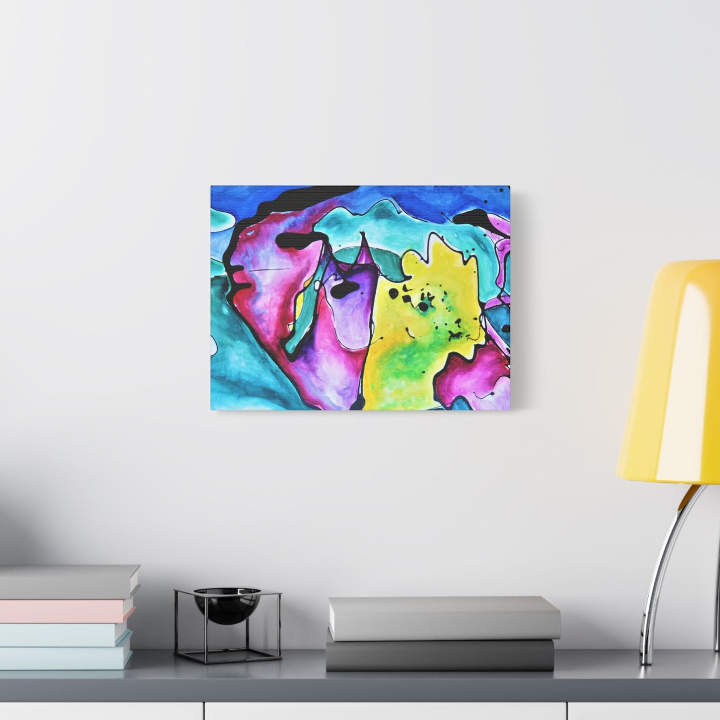 Cat Dog Satin Canvas Stretched