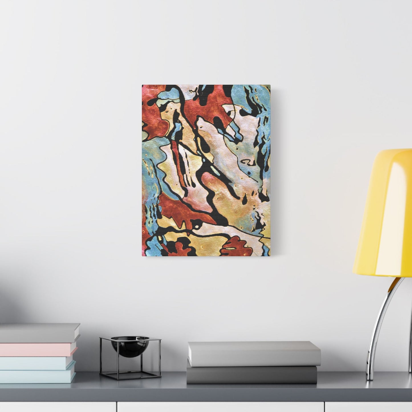 Blue Falls Satin Canvas Stretched