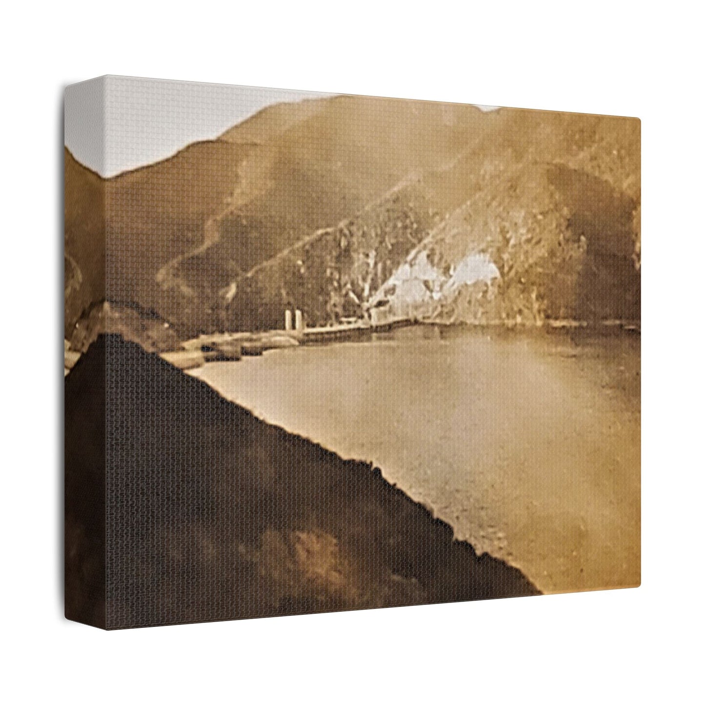 Morris Dam Lake Satin Canvas Stretched