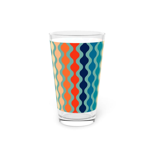 Retro Wave Pattern Pint Glass - 16oz - Kia Day Design