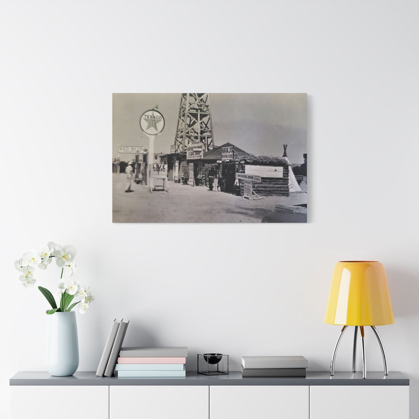 Texaco Station Continental Divide Satin Canvas Stretched 36″ x 24″ (Horizontal) 1.5"