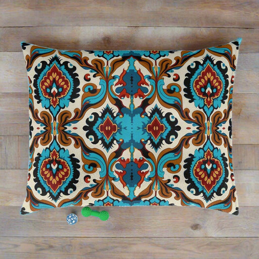 Blue Cream Abstract Pet Bed 50" × 40"