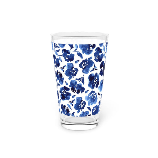 Blue Flower 16oz Pint Glass - Kia Day Design