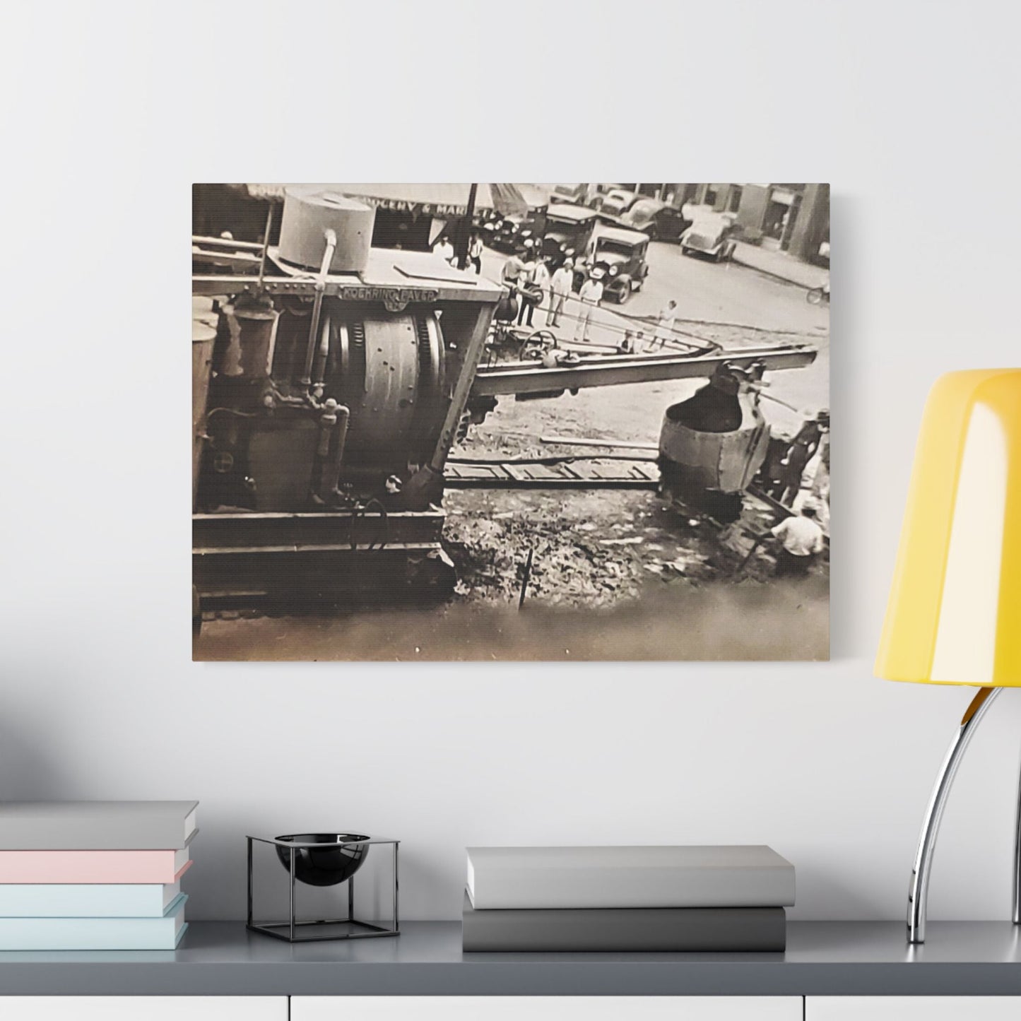Concrete Worker Satin Canvas Stretched