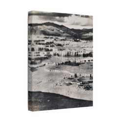 Springs at top of Jupiter Terrace Yellowstone Satin Canvas Stretched