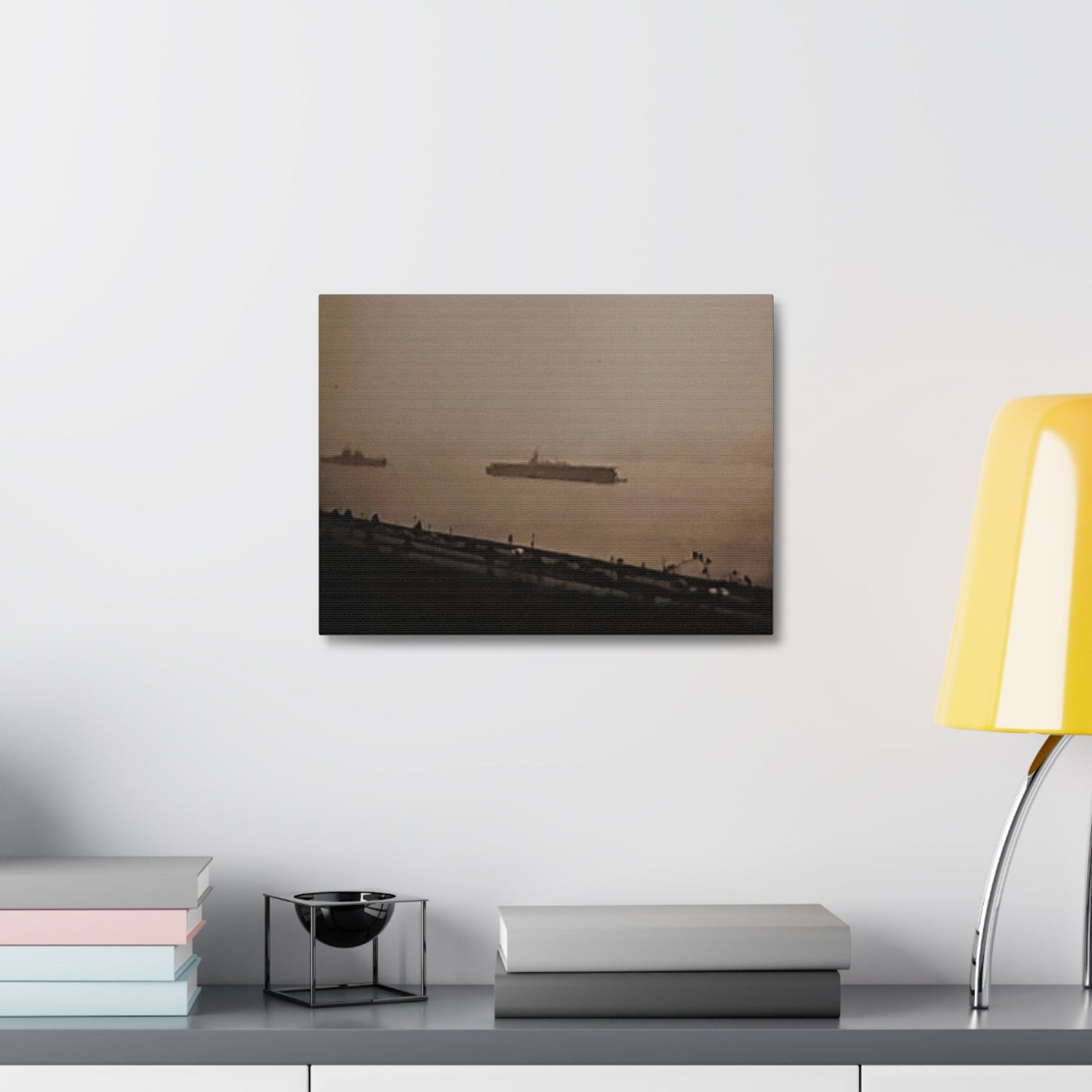 Navy Day New York Hudson River October 27th 1945 War Ships Stretched Canvas 1.5" 16″ x 12″