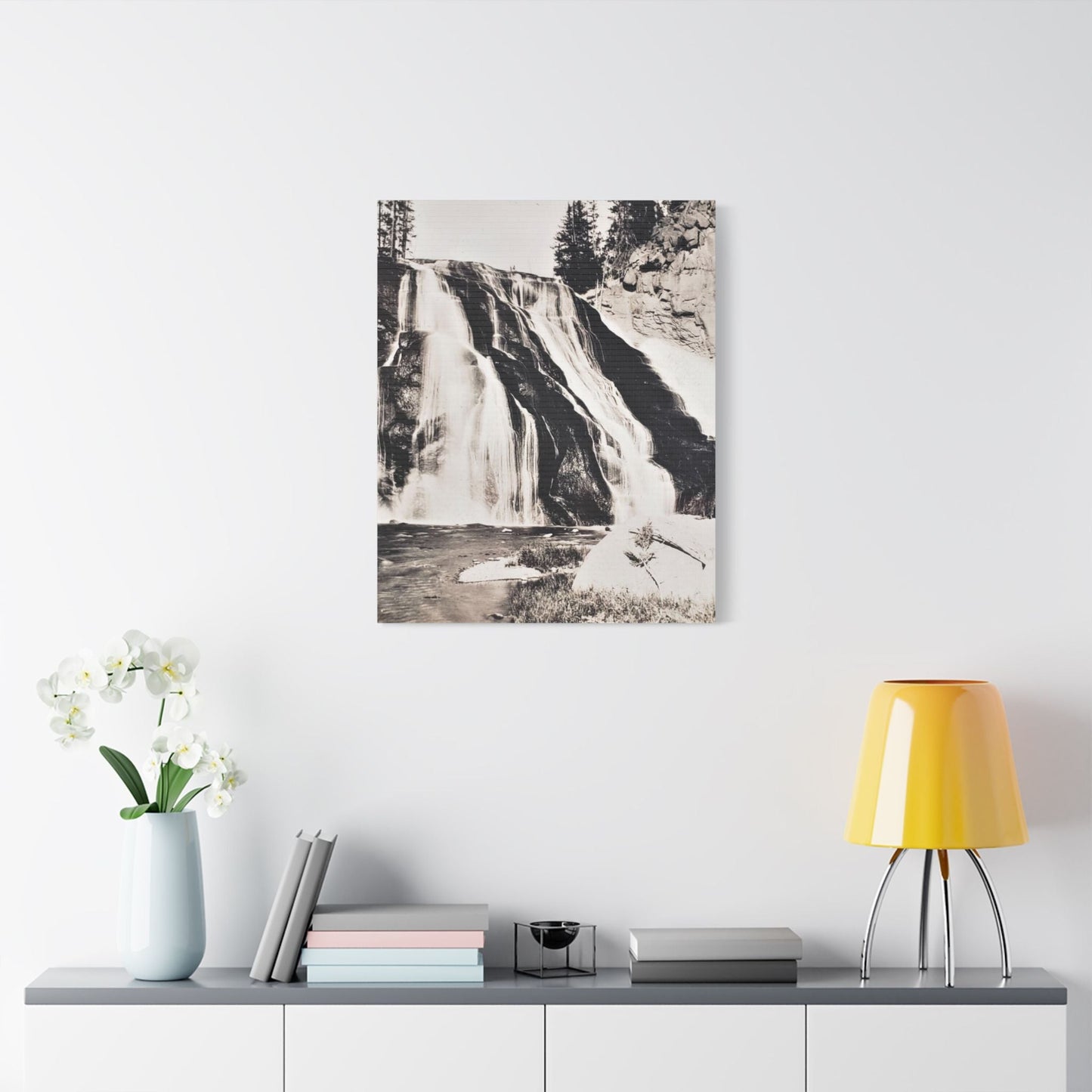 Gibbon Falls Yellowstone Satin Canvas Stretched 24" x 30" (Vertical) 1.5"