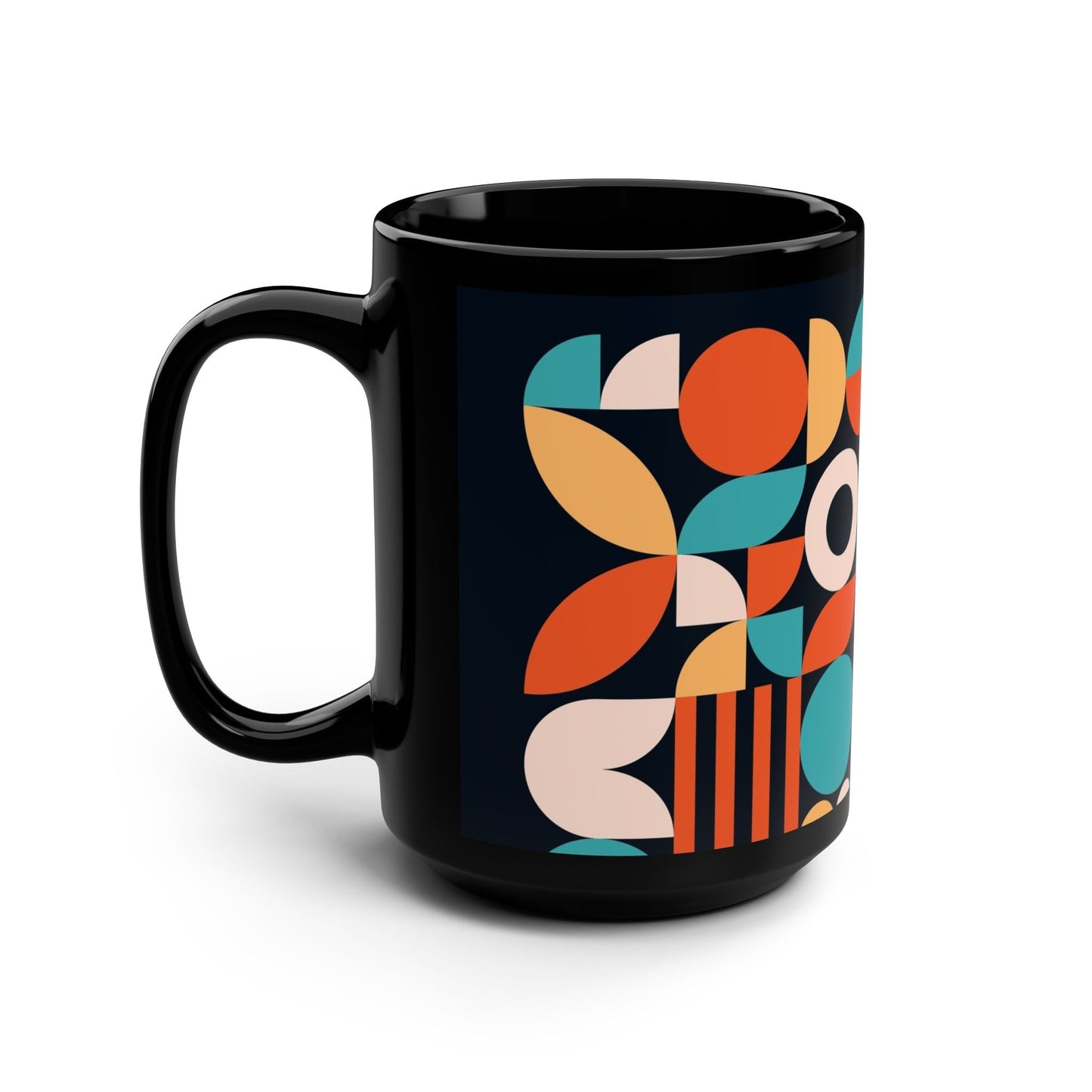 Colorful Geometric Pattern Black Mug - 15oz - Kia Day Design