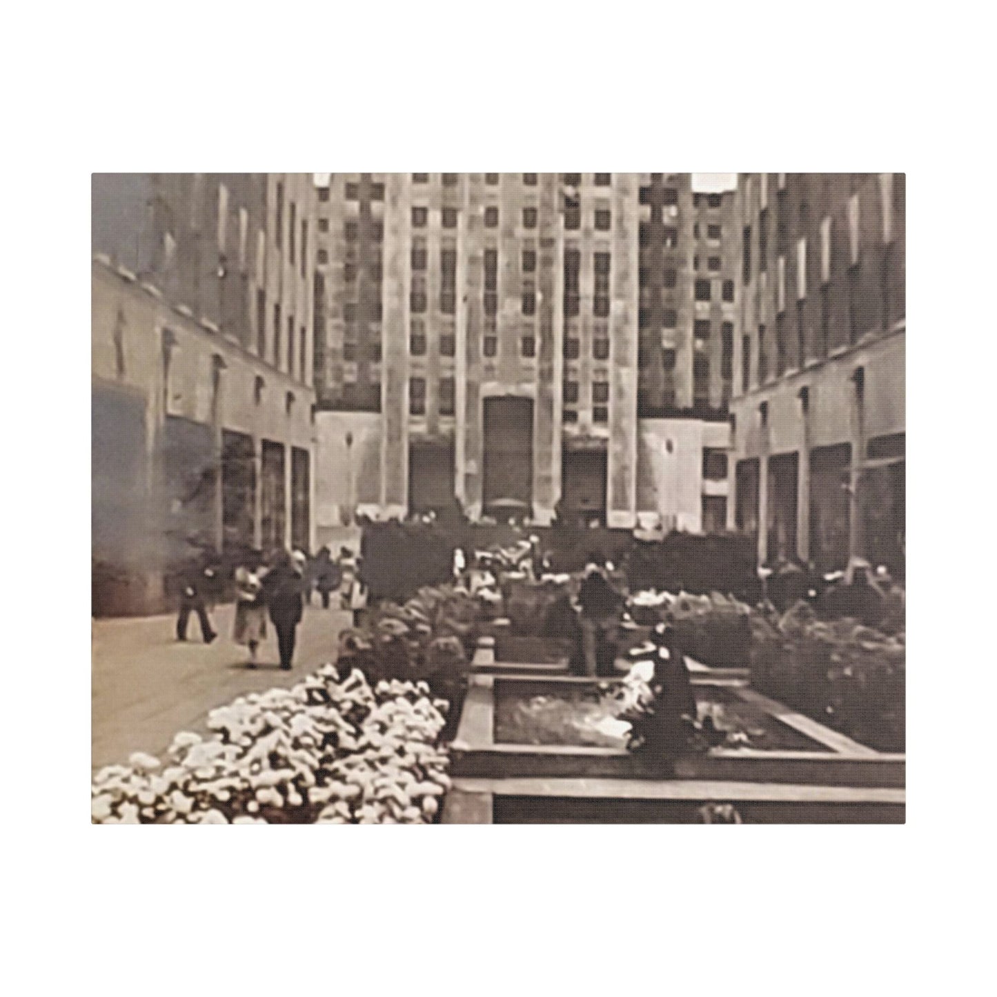 Rockefeller Plaza Satin Canvas Stretched 30" x 24" (Horizontal) 1.5"