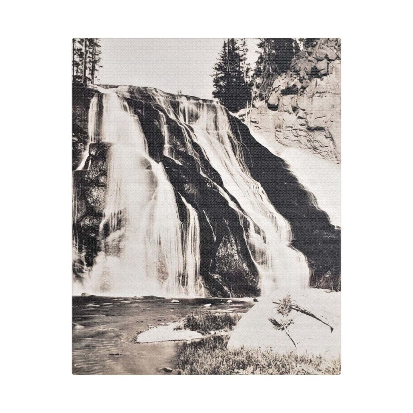 Gibbon Falls Yellowstone Satin Canvas Stretched