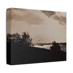 Navy Day New York October 27th 1945 Plane Satin Canvas Stretched