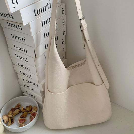 Soft large capacity hobo bag, women's summer work shoulder bag, shoulder bag, casual commuter tote bag - -
