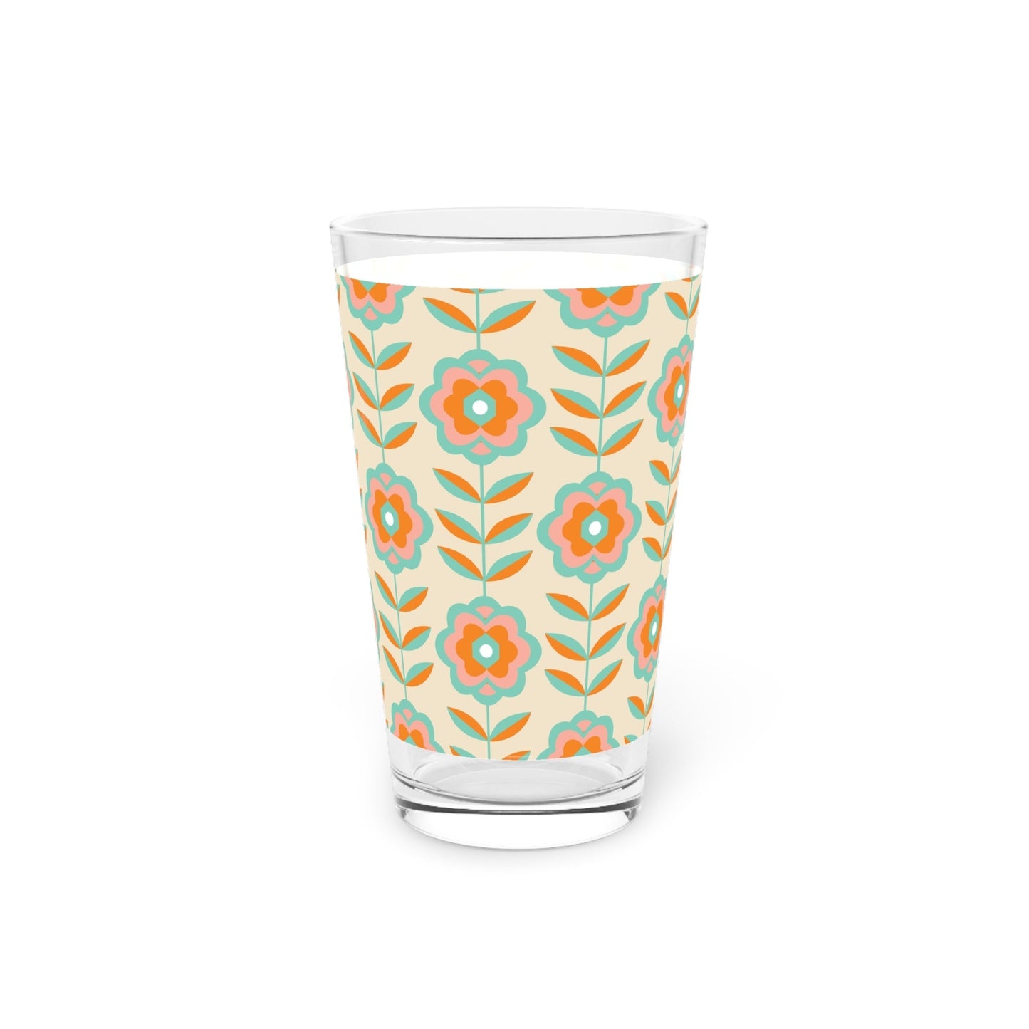 Floral Patterned Pint Glass - 16oz - Kia Day Design