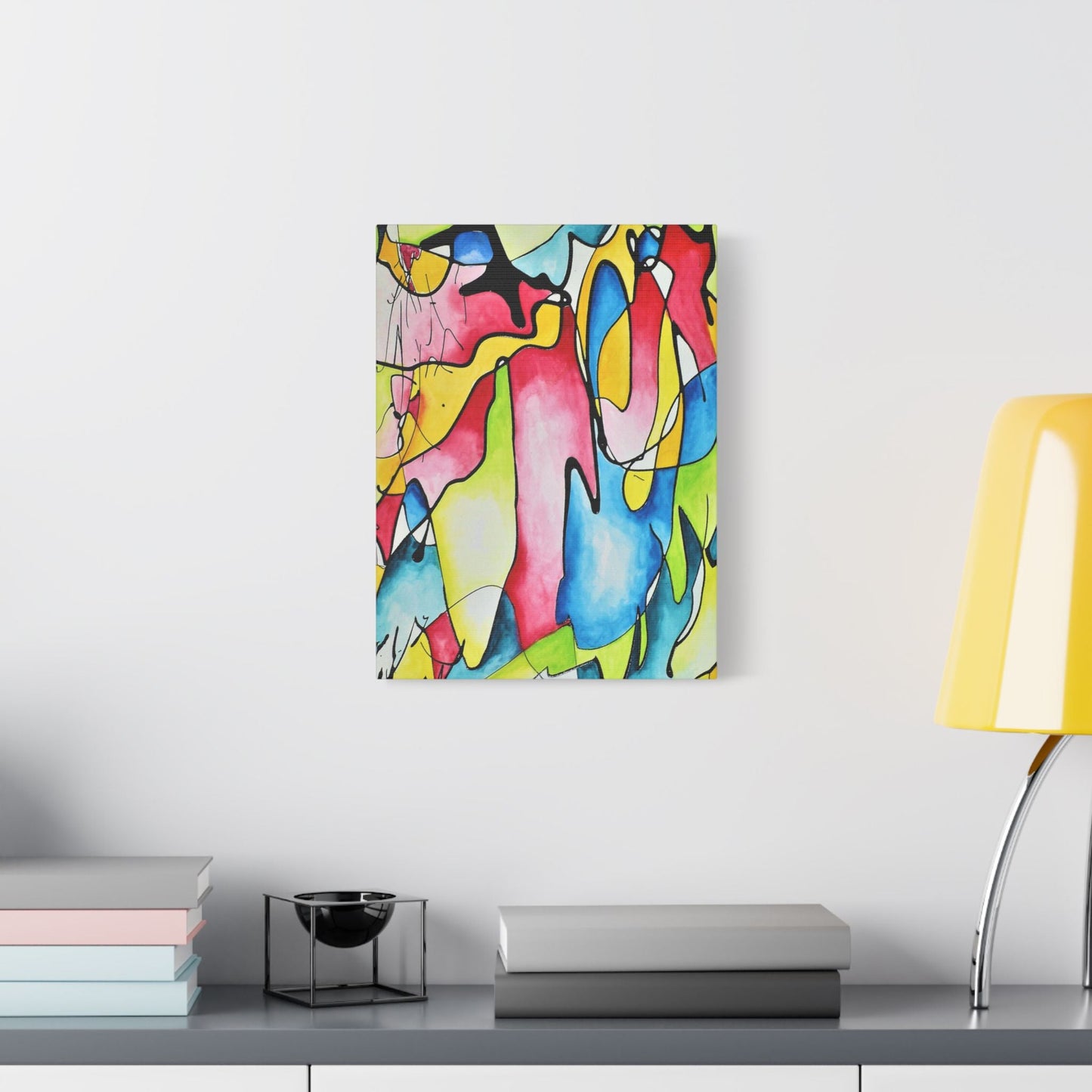 Blue Flame Satin Canvas Stretched
