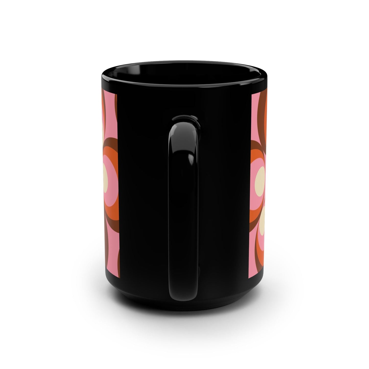 Retro Patterned 15oz Black Mug - Kia Day Design
