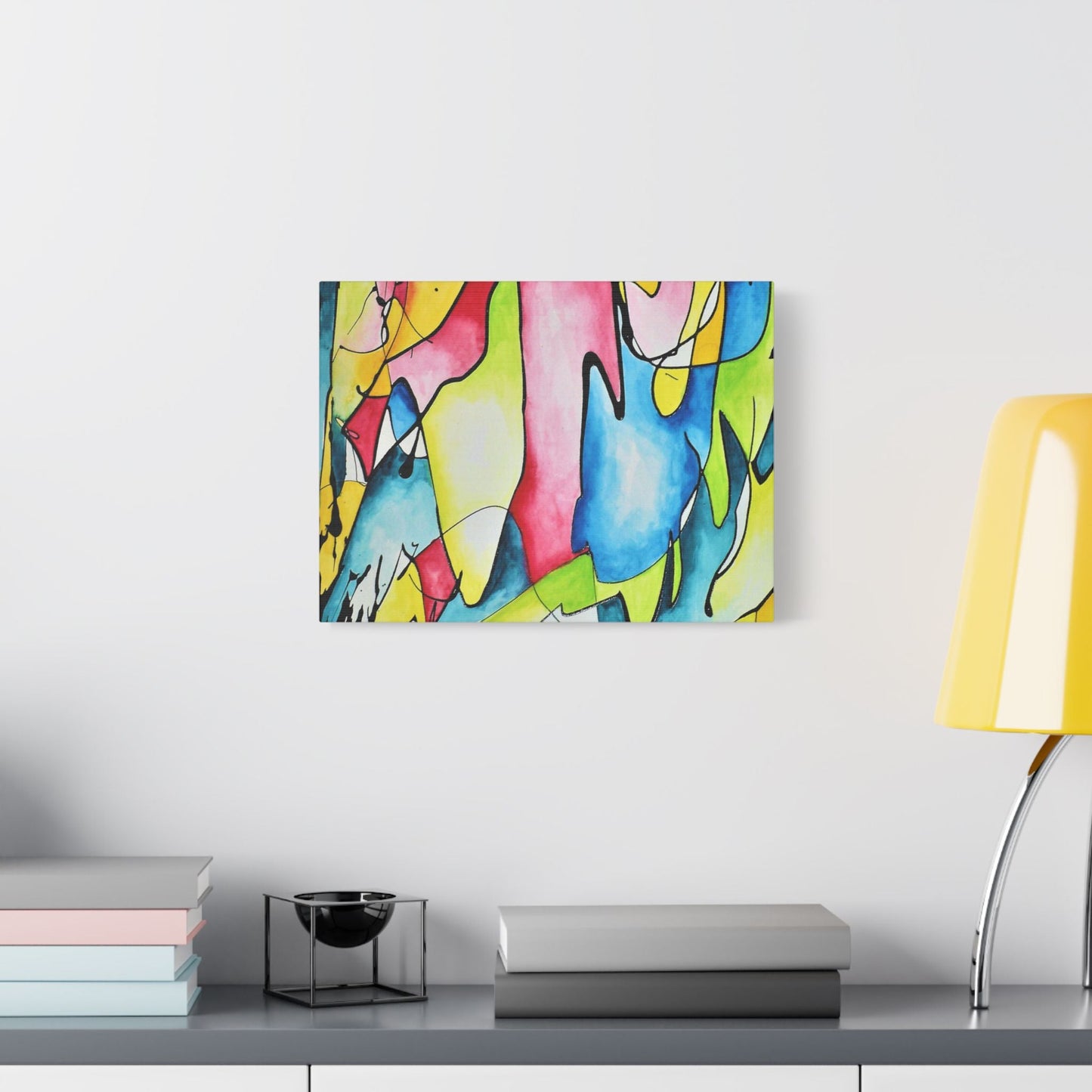 Blue Flame Satin Canvas Stretched