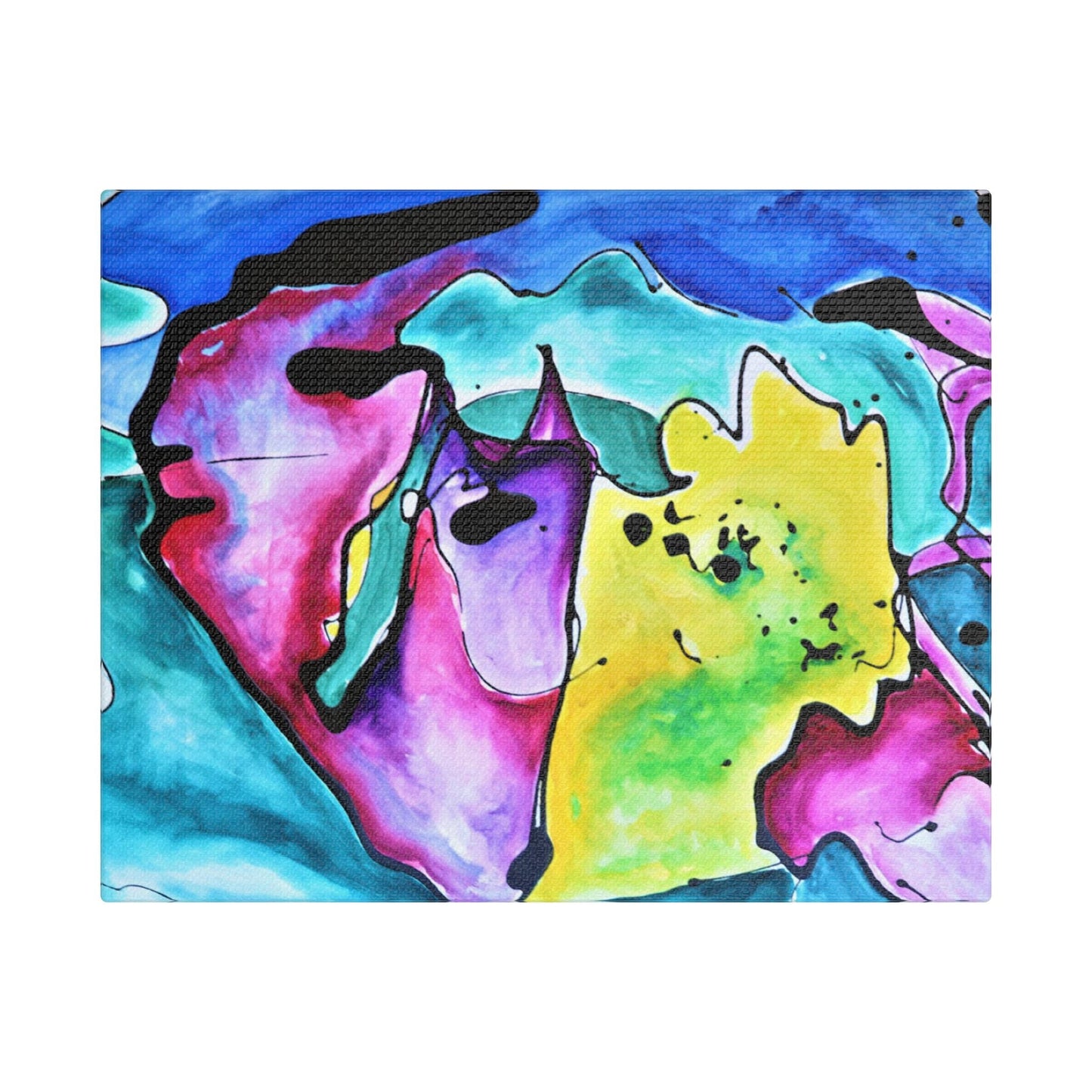 Cat Dog Satin Canvas Stretched 10″ x 8″ (Horizontal) 1.5"