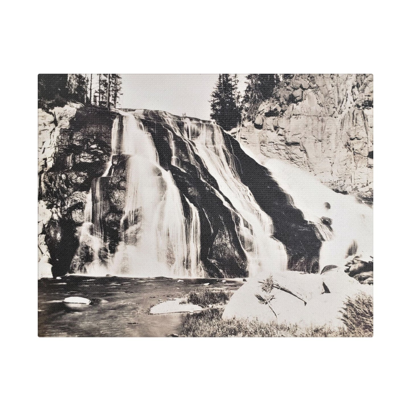 Gibbon Falls Yellowstone Satin Canvas Stretched