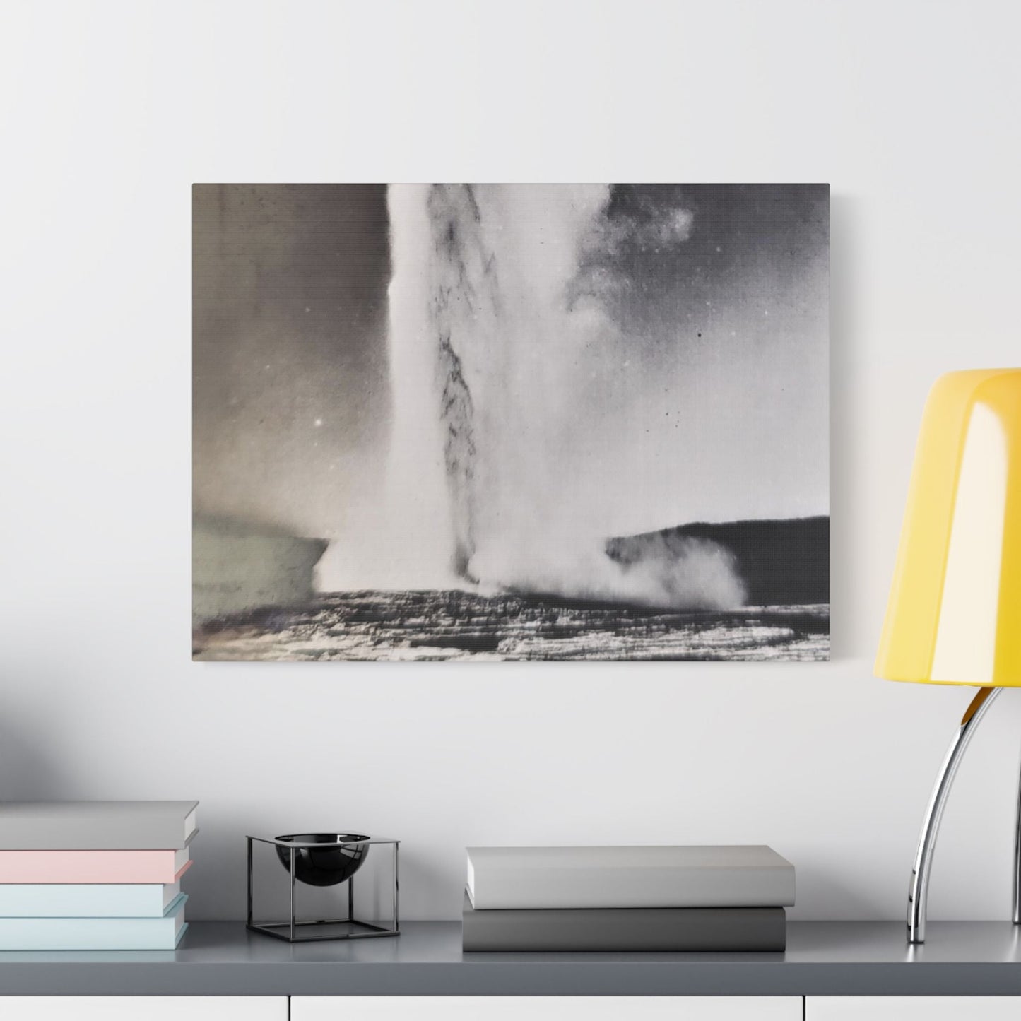 Old Faithful Geyser Yellowstone Satin Canvas Stretched 24″ x 18″ (Horizontal) 1.5"