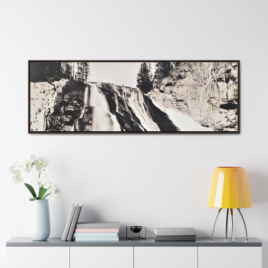 Gibbon Falls Yellowstone Gallery Canvas Wraps Horizontal Frame 60″ x 20″ Walnut 1.25"
