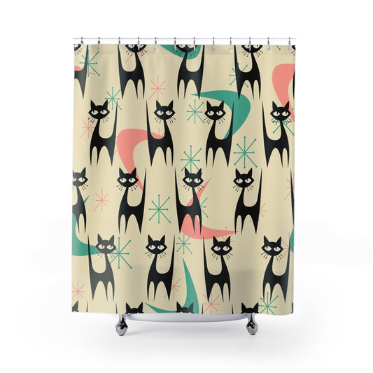 Whimsical Cat Shower Curtain - - Home Decor