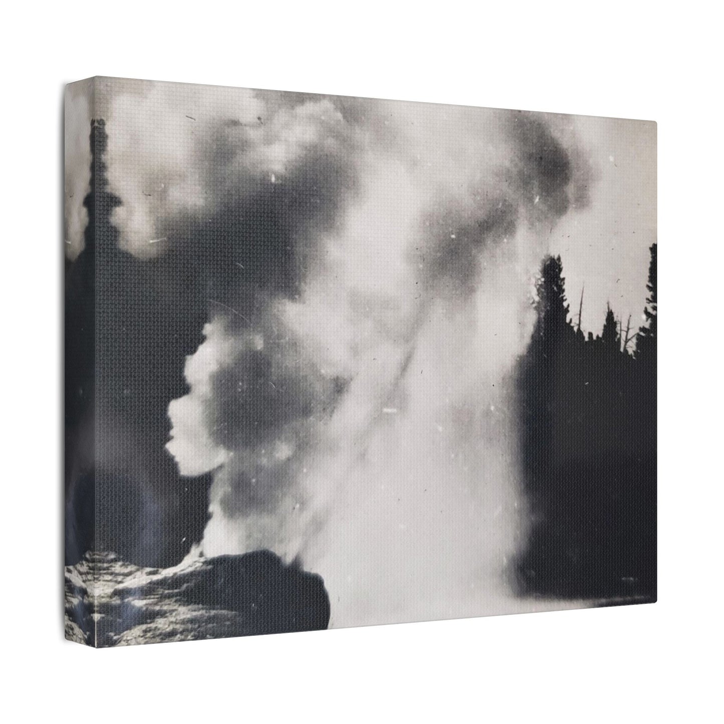 Riverside Geyser Yellowstone Satin Canvas Stretched