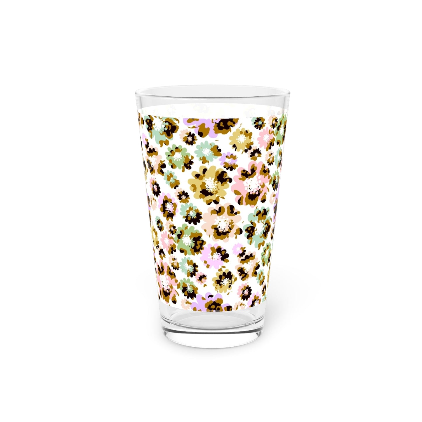 Floral Pint Glass - 16oz Colorful Drinkware - Kia Day Design